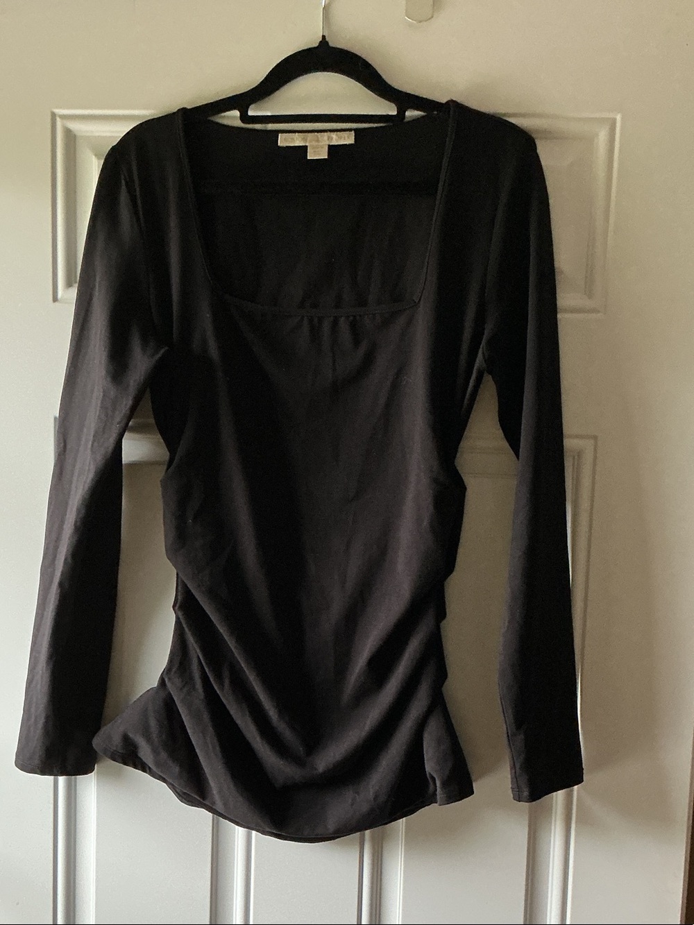 Boston Proper Black Long Sleeve Square Neck Tee